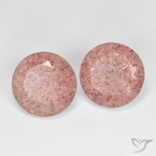 3.51 ctw Pink Strawberry Quartz Stones, Natural Strawberry Quartz in Round Facet Shape for Sale
