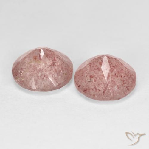 Strawberry Quartz Gemstones in 8 mm (calibrated) Size for Sale, Strawberry Quartz Stones in Earthy Pink Color