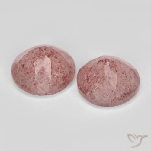 Strawberry Quartz Gemstones in 10 mm (calibrated) Size for Sale, Strawberry Quartz Stones in Medium Pink Color