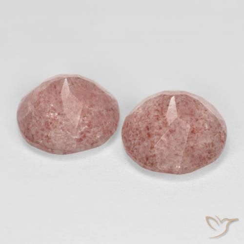 Strawberry Quartz Gemstones in 10 mm (calibrated) Size for Sale, Strawberry Quartz Stones in Earthy Pink Color