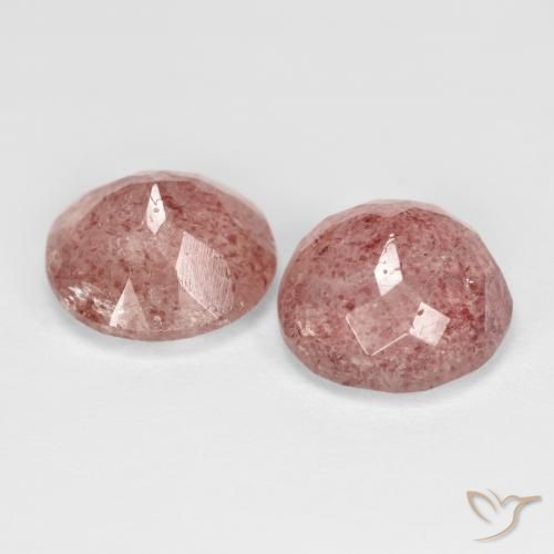 Strawberry Quartz Gemstones in 10 mm (calibrated) Size for Sale, Strawberry Quartz Stones in Medium Pink Color