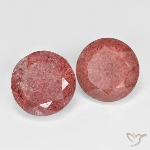 7.34 ctw Pink Strawberry Quartz Stones, Natural Strawberry Quartz in Round Facet Shape for Sale