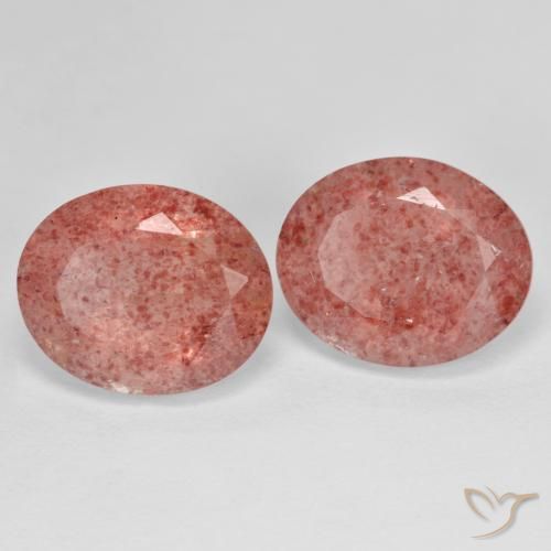 9.62 ctw Pink Strawberry Quartz Stones, Natural Strawberry Quartz in Oval Facet Shape for Sale
