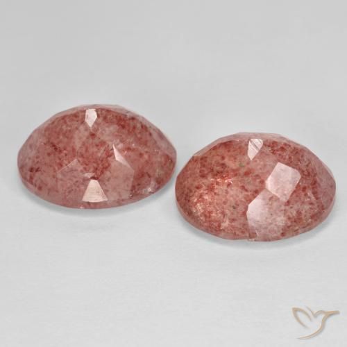 Strawberry Quartz Gemstones in 12 x 10 mm (calibrated) Size for Sale, Strawberry Quartz Stones in Medium Pink Color