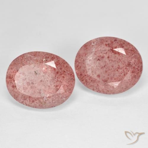 9.60 ctw Pink Strawberry Quartz Stones, Natural Strawberry Quartz in Oval Facet Shape for Sale
