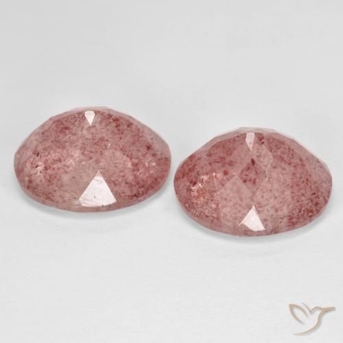 Strawberry Quartz Gemstones in 12 x 10 mm (calibrated) Size for Sale, Strawberry Quartz Stones in Medium Pink Color
