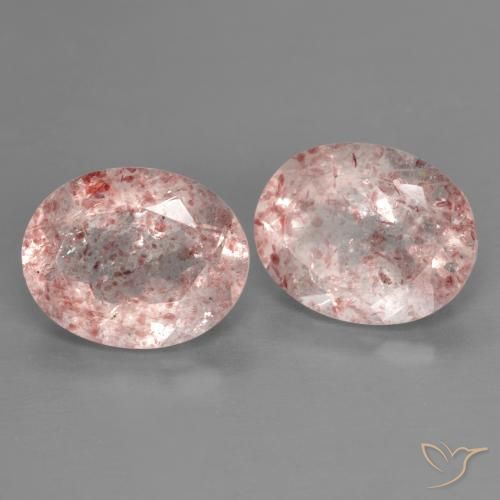 4.61 ctw Pink Strawberry Quartz Stones, Natural Strawberry Quartz in Oval Facet Shape for Sale