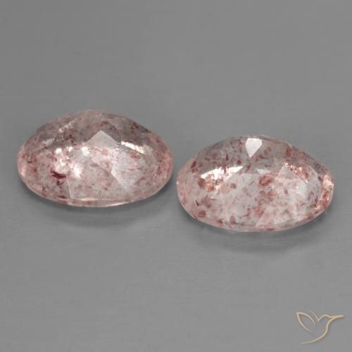 Strawberry Quartz Gemstones in 10 x 8 mm (calibrated) Size for Sale, Strawberry Quartz Stones in Medium Pink Color