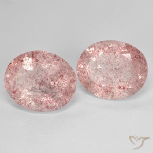 8.77 ctw Pink Strawberry Quartz Stones, Natural Strawberry Quartz in Oval Facet Shape for Sale
