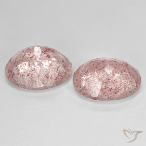 Strawberry Quartz Gemstones in 12 x 10 mm (calibrated) Size for Sale, Strawberry Quartz Stones in Medium Pink Color