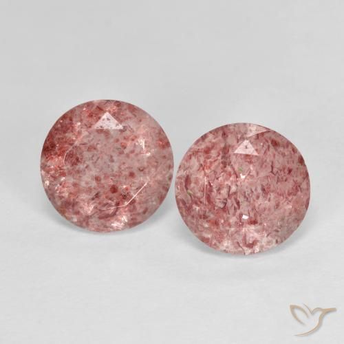 2.5 ct Round Cut Strawberry Quartz, 7 mm From Russia, Photo A
