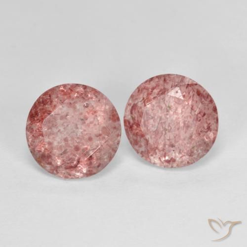 2.50 ctw Pink Strawberry Quartz Stones, Natural Strawberry Quartz in Round Facet Shape for Sale