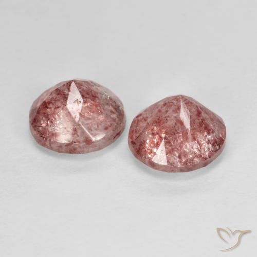 Strawberry Quartz Gemstones in 7 mm (calibrated) Size for Sale, Strawberry Quartz Stones in Earthy Pink Color