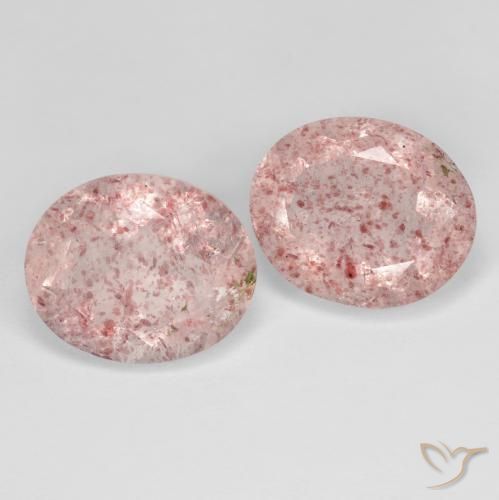 8.06 ctw Pink Strawberry Quartz Stones, Natural Strawberry Quartz in Oval Facet Shape for Sale
