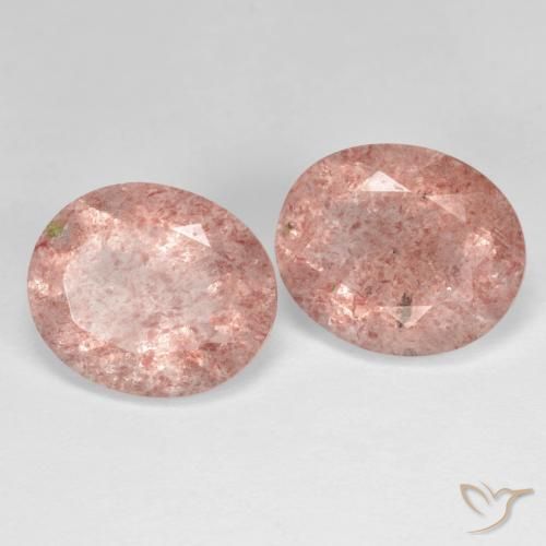 8.08 ctw Pink Strawberry Quartz Stones, Natural Strawberry Quartz in Oval Facet Shape for Sale