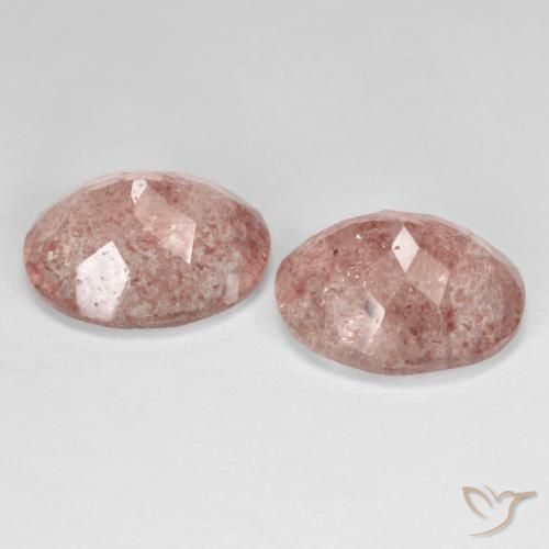 Strawberry Quartz Gemstones in 12 x 10 mm (calibrated) Size for Sale, Strawberry Quartz Stones in Medium Pink Color
