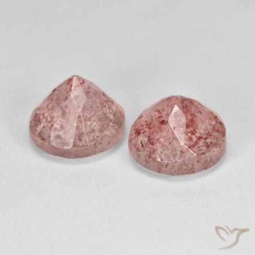 Strawberry Quartz Gemstones in 7 mm (calibrated) Size for Sale, Strawberry Quartz Stones in Earthy Pink Color