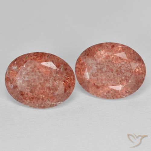 4.59 ctw Red Strawberry Quartz Stones, Natural Strawberry Quartz in Oval Facet Shape for Sale