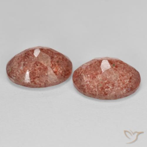 Strawberry Quartz Gemstones in 10 x 8 mm (calibrated) Size for Sale, Strawberry Quartz Stones in Orange Red Color