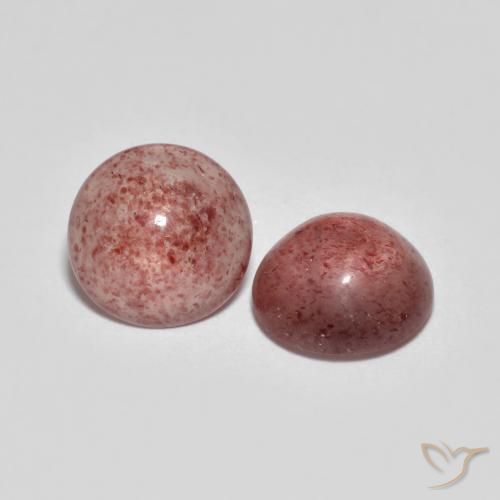 4.39 ctw Pink Strawberry Quartz Stones, Natural Strawberry Quartz in Round Cabochon Shape for Sale