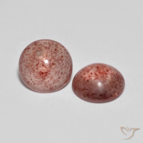 4.20 ctw Pink Strawberry Quartz Stones, Natural Strawberry Quartz in Round Cabochon Shape for Sale