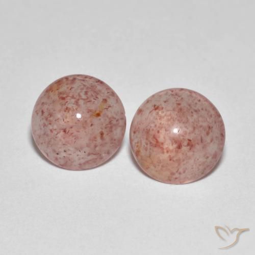 2 pièces assorties Quartz Fraise Rose Tour de taille 8,8mm, poids total de 4,32 ct / moyenne de 2,16 ct chacune, Rose avec pureté Transparent, pierre gemme naturelle Non traité, dureté de Mohs 7 convient aux bijoux de tous les jours, pierre de sagesse, Photo A
