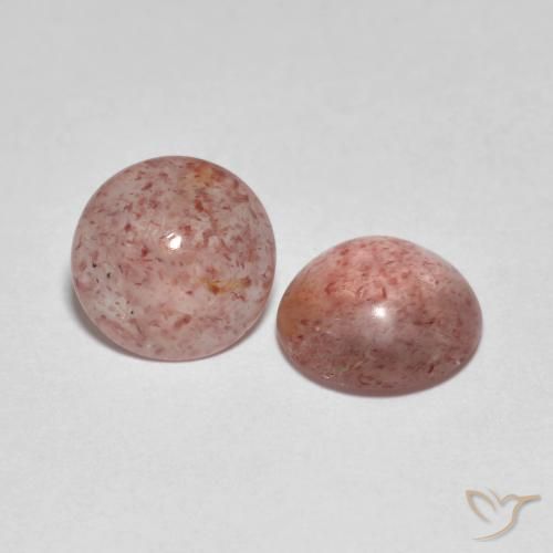 4.32 ctw Pink Strawberry Quartz Stones, Natural Strawberry Quartz in Round Cabochon Shape for Sale