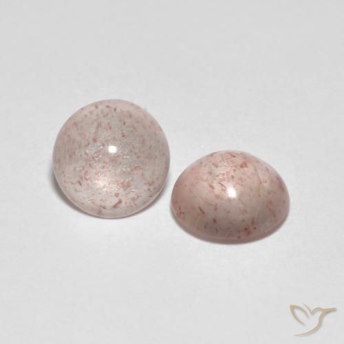 2.04 ctw Pink Strawberry Quartz Stones, Natural Strawberry Quartz in Round Cabochon Shape for Sale