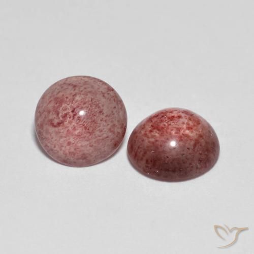 4.20 ctw Pink Strawberry Quartz Stones, Natural Strawberry Quartz in Round Cabochon Shape for Sale