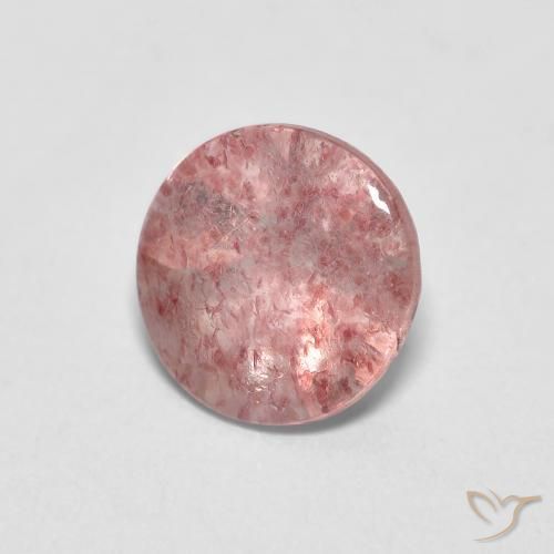 1.14 ct Pink Strawberry Quartz Stone, Natural Strawberry Quartz in Round Buff-Top Shape for Sale
