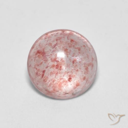 1.18 ct Pink Strawberry Quartz Stone, Natural Strawberry Quartz in Round Cabochon Shape for Sale