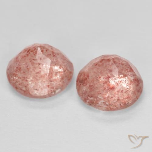 Strawberry Quartz Gemstones in 7 mm (calibrated) Size for Sale, Strawberry Quartz Stones in Medium Pink Color
