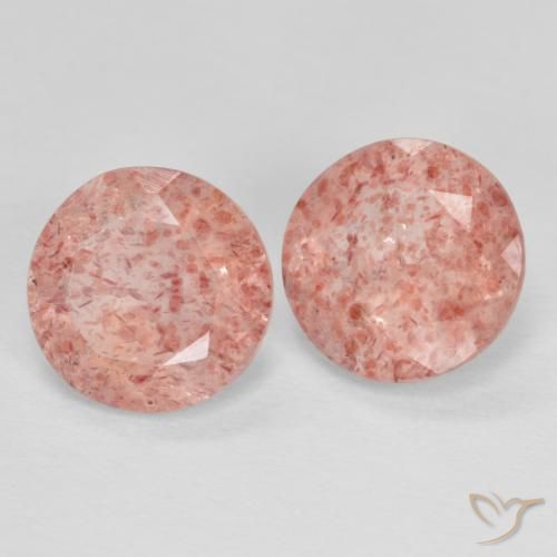 2.19 ctw Pink Strawberry Quartz Stones, Natural Strawberry Quartz in Round Facet Shape for Sale