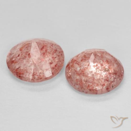 Strawberry Quartz Gemstones in 7 mm (calibrated) Size for Sale, Strawberry Quartz Stones in Rose Pink Color