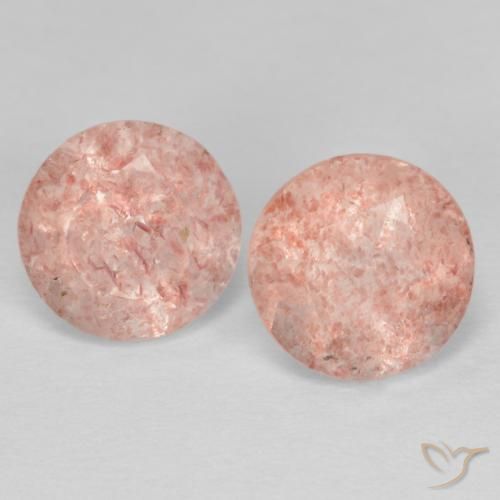 2.40ctw Natural Orangish Pink Strawberry Quartz, Round, Transparent