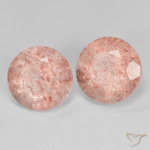 2.40 ctw Pink Strawberry Quartz Stones, Natural Strawberry Quartz in Round Facet Shape for Sale