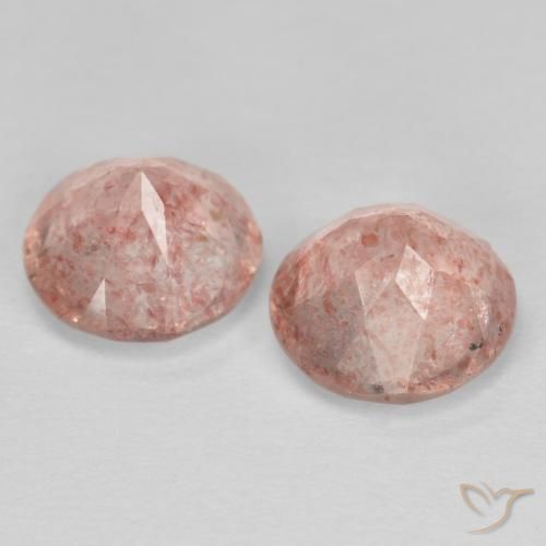 Strawberry Quartz Gemstones in 7 mm (calibrated) Size for Sale, Strawberry Quartz Stones in Orangish Pink Color