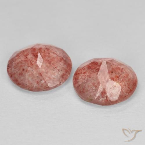 Strawberry Quartz Gemstones in 7 mm (calibrated) Size for Sale, Strawberry Quartz Stones in Reddish Pink Color