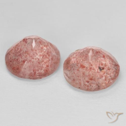 Strawberry Quartz Gemstones in 7 mm (calibrated) Size for Sale, Strawberry Quartz Stones in Medium Pink Color