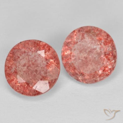 2.17 ctw Pink Strawberry Quartz Stones, Natural Strawberry Quartz in Round Facet Shape for Sale