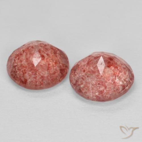 Strawberry Quartz Gemstones in 7 mm (calibrated) Size for Sale, Strawberry Quartz Stones in Raspberry Pink Color
