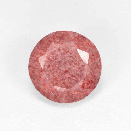 Quartz Fraise Rouge Tour 7,1mm De Russie, poids de 1,34 ct, pierre gemme naturelle Non traité de pureté Translucide, 1 pièce Quartz Fraise round facet, couleur : Rouge vif, dureté de Mohs de 7 convient aux bijoux de tous les jours, pierre de sagesse, Photo A
