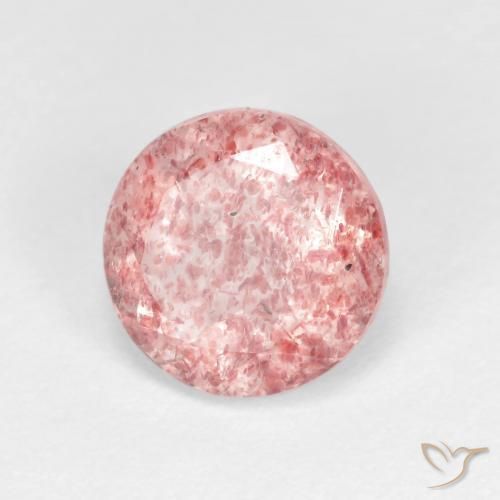 1.68 ct Pink Strawberry Quartz Stone, Natural Strawberry Quartz in Round Facet Shape for Sale
