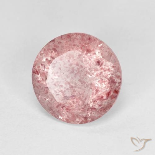2.28 ct Pink Strawberry Quartz Stone, Natural Strawberry Quartz in Round Facet Shape for Sale