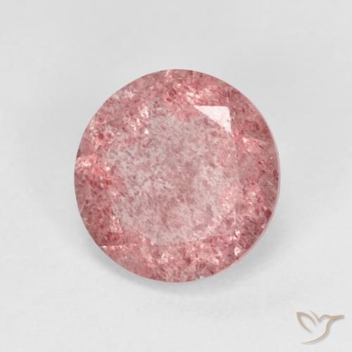 2.35 ct Pink Strawberry Quartz Stone, Natural Strawberry Quartz in Round Facet Shape for Sale