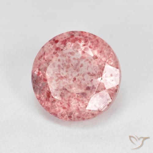 2.84 ct Pink Strawberry Quartz Stone, Natural Strawberry Quartz in Round Facet Shape for Sale
