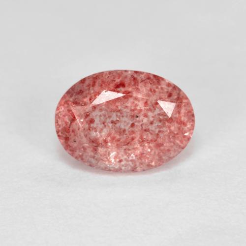 1.23ct Oval Dark Pink Strawberry Quartz from Russia, Dimension 8.1 x 6mm, Natural untreated Gemstone, Transparent Clarity, 1pc Oval Facet Strawberry Quartz, Mohs Hardness of 7 suitable for daily wear jewelry, Photo A