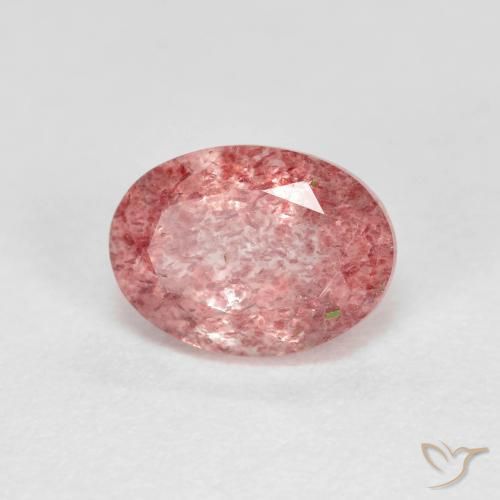1.41ct Natural Bubblegum Pink Strawberry Quartz, Oval, Transparent
