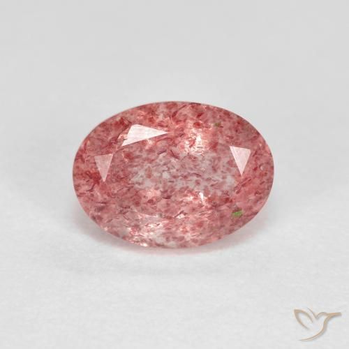 1.41 ct Pink Strawberry Quartz Stone, Natural Strawberry Quartz in Oval Facet Shape for Sale