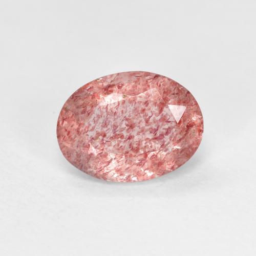8.1 x 6mm Oval Facet Pink Strawberry Quartz from Russia, Weight of 1.13ct, Natural untreated gemstone in Transparent Clarity, 1pc Strawberry Quartz - the Color is Dark Pink, Mohs Hardness of 7 suitable for daily wear jewelry, Photo A